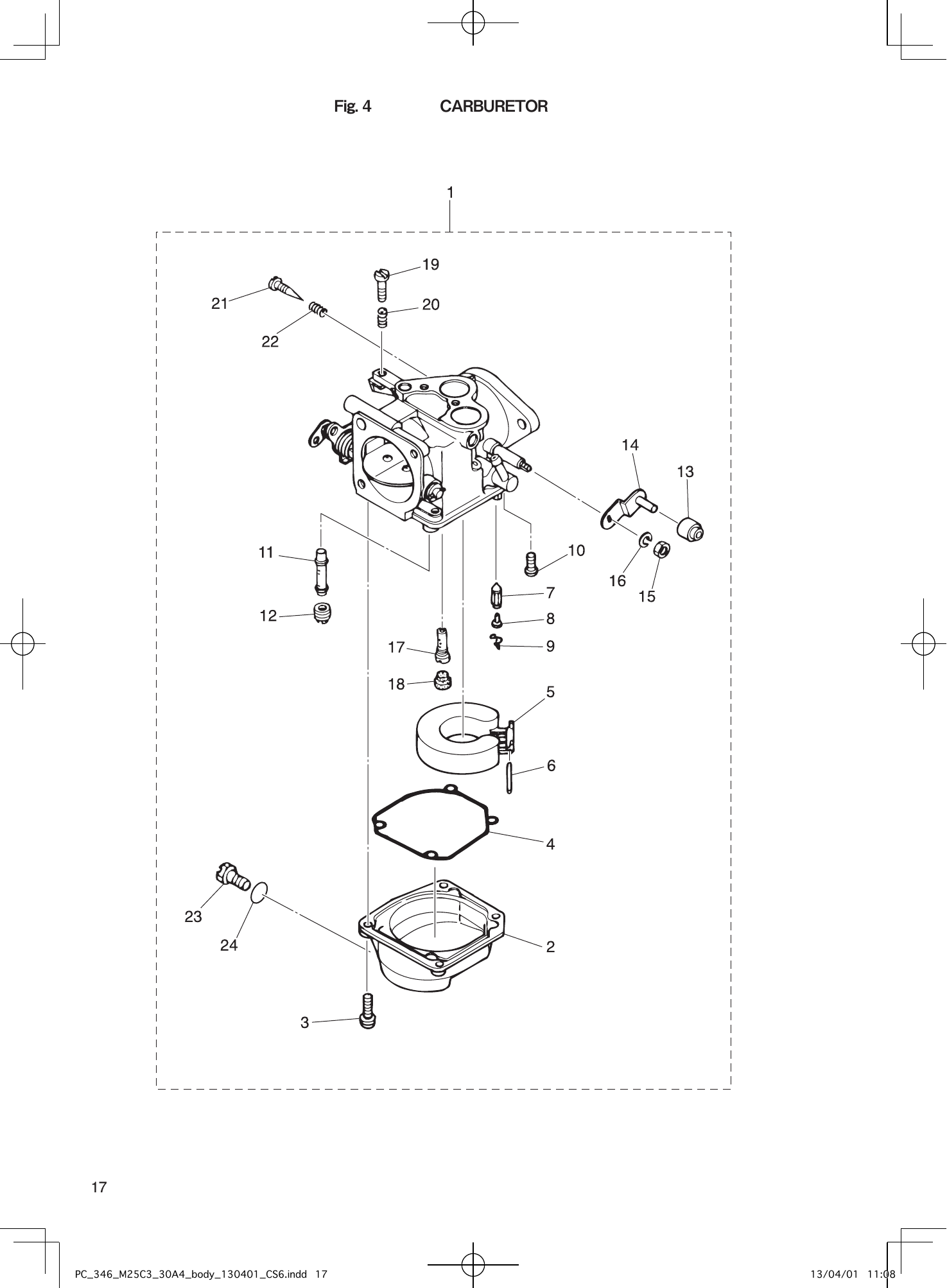 Tohatsu MX25H, M25H, M30H, MX30H, 25JET CARBURETOR parts diagram